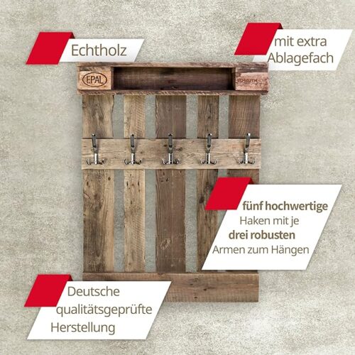 Schroth Home PALrobe Maxi Wandgarderobe mit Ablage in der Frontansicht mit den USPs