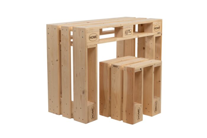Palettenmöbel PALmiro Set aus Tisch und Hocker
