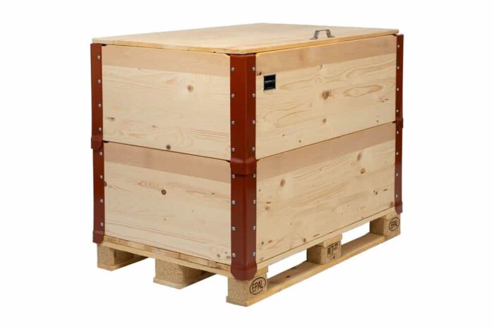 Gelber Sack aus Hochbeet Rahmen, Palette, Deckel