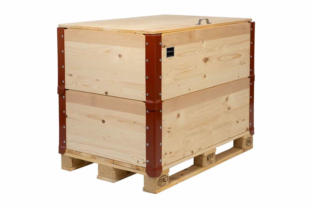Gelber Sack aus Hochbeet Rahmen, Palette, Deckel