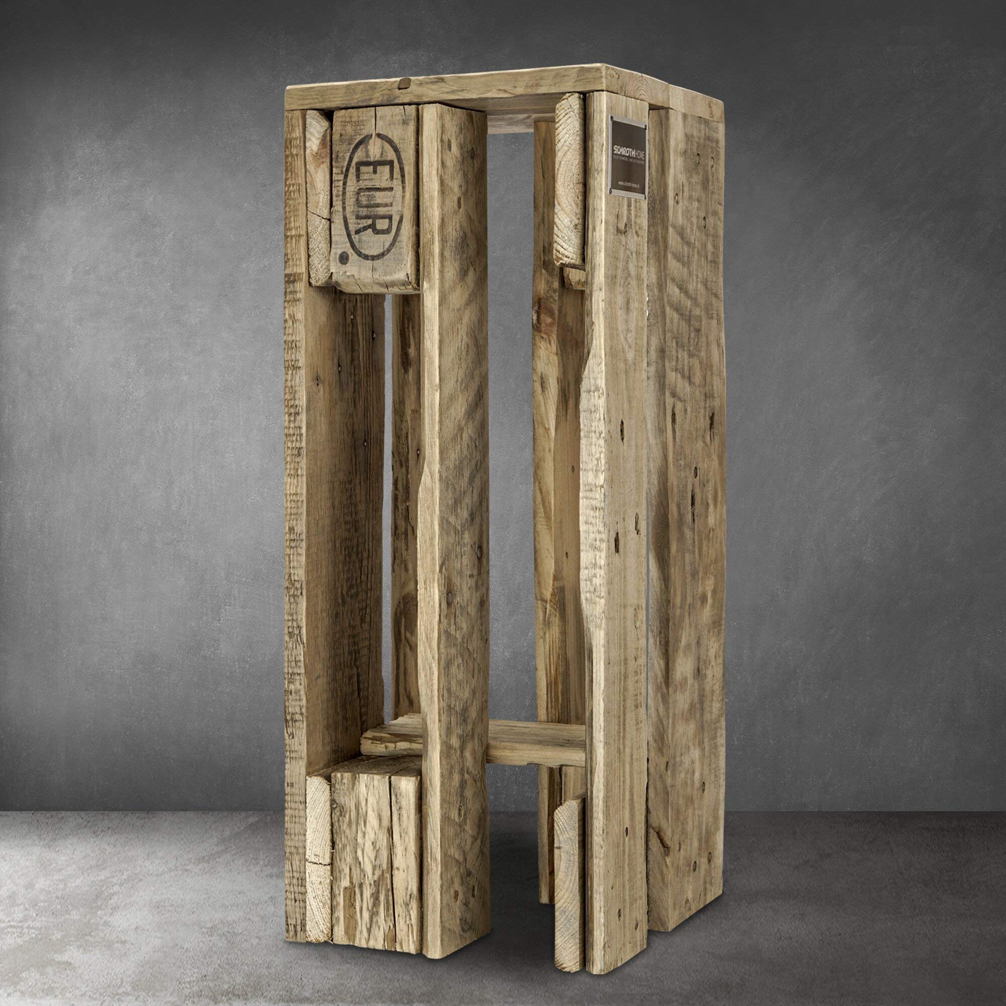 Schroth Home Pali Barhocker 28 x 28 x 70 cm – Tresen Hocker aus Holz– Hocker im Vintage Look