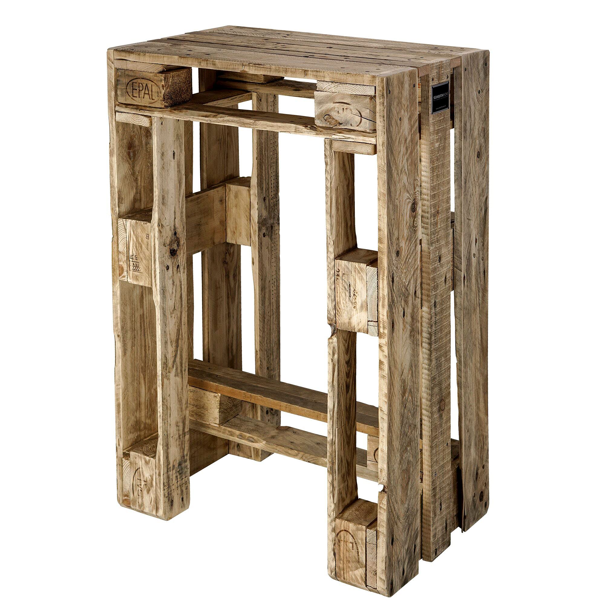 Schroth Home Pali Bartisch 71,5 x 47 x 105 cm – Stehtisch aus Holz – Bistrotisch im Vintage Look – robust massiv pflegeleicht