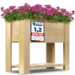 Schroth Home Hochbeet Compact Bausatz 80 x 80x 40 cm [Schutz vor Schädlingen] – Hochbeet Holz mit Ablage – inkl. Gratis praktischem Wurzeltuch - Praktisch für Balkon und Garten
