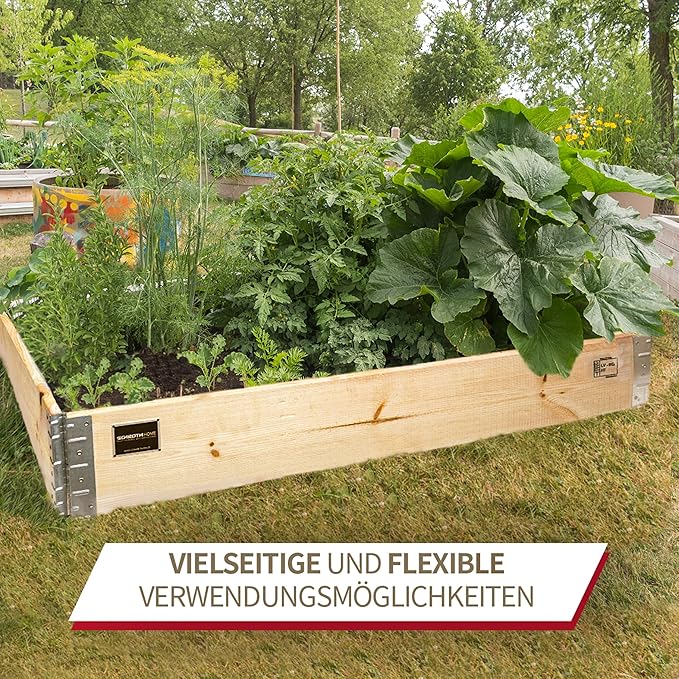 Schroth Home Hochbeet 120x80x20cm Rechteckig - Palettenrahmen aus Holz für Garten - Faltbar, Steckbar & Stapelbar - Außenbereich – Bild 8