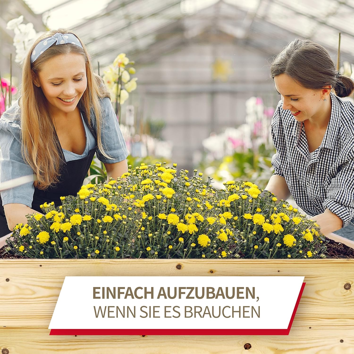 Schroth Home Hochbeet 120x80x20cm Rechteckig - Palettenrahmen aus Holz für Garten - Faltbar, Steckbar & Stapelbar - Außenbereich – Bild 2