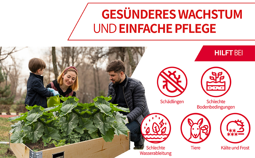 Schroth Home Hochbeet 120x80x20cm Rechteckig - Palettenrahmen aus Holz für Garten - Faltbar, Steckbar & Stapelbar - Außenbereich – Bild 3